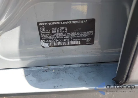 2016 BMW 428I Gran Coupe из США, поврежденный, VIN WBA4A9C54GG506519